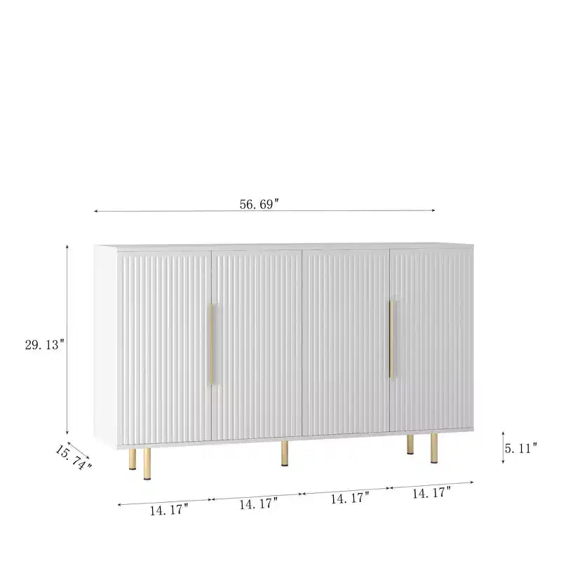 Credenza Moderna con Ante Scanalate e Ripiani Regolabili, Buffet Grande, Madia, Mobile Contenitore, Tavolo Consolle