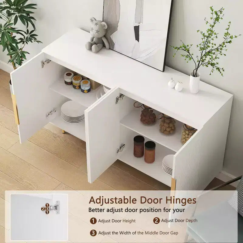Credenza Moderna con Ante Scanalate e Ripiani Regolabili, Buffet Grande, Madia, Mobile Contenitore, Tavolo Consolle
