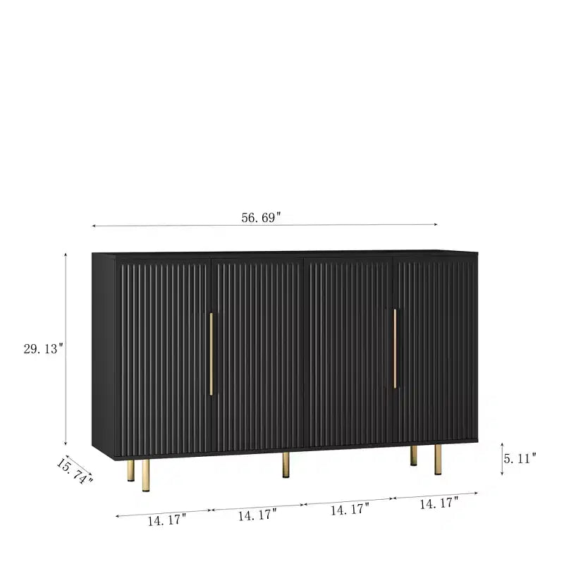 Credenza Moderna con Ante Scanalate e Ripiani Regolabili, Buffet Grande, Madia, Mobile Contenitore, Tavolo Consolle