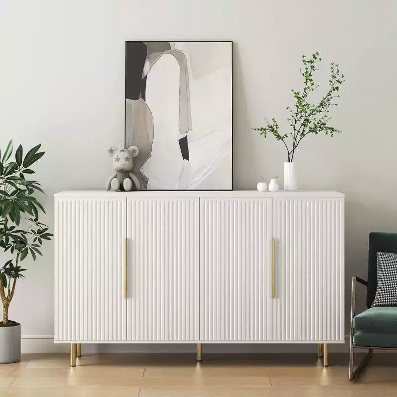 Credenza Moderna con Ante Scanalate e Ripiani Regolabili, Buffet Grande, Madia, Mobile Contenitore, Tavolo Consolle
