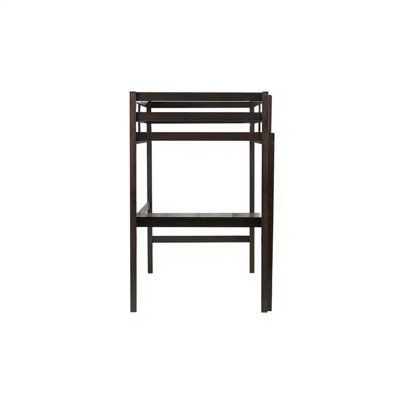 Letto a soppalco in legno di caucciù (Hevea) matrimoniale da 78,60''L 41,40''W con scaletta, ringhiera di sicurezza e scrivania integrata
