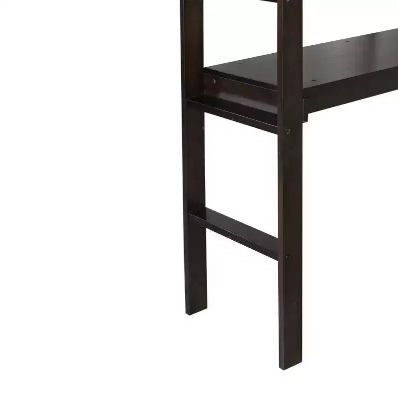 Letto a soppalco in legno di caucciù (Hevea) matrimoniale da 78,60''L 41,40''W con scaletta, ringhiera di sicurezza e scrivania integrata