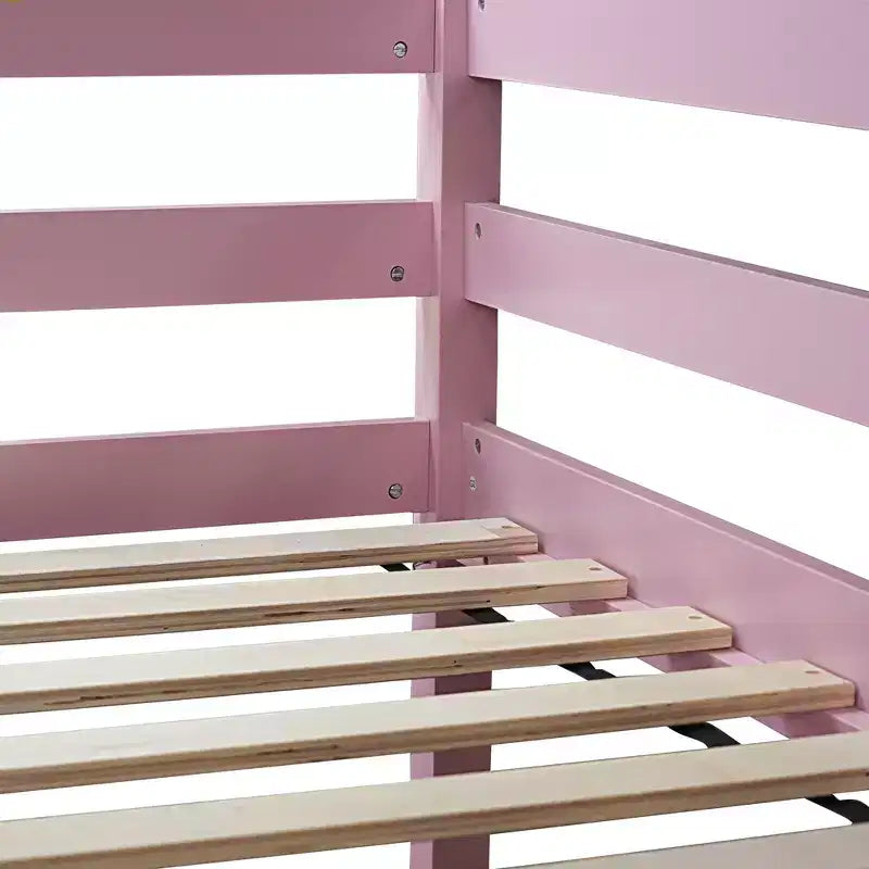 Letto a soppalco in legno di caucciù (Hevea) matrimoniale da 78,60''L 41,40''W con scaletta, ringhiera di sicurezza e scrivania integrata