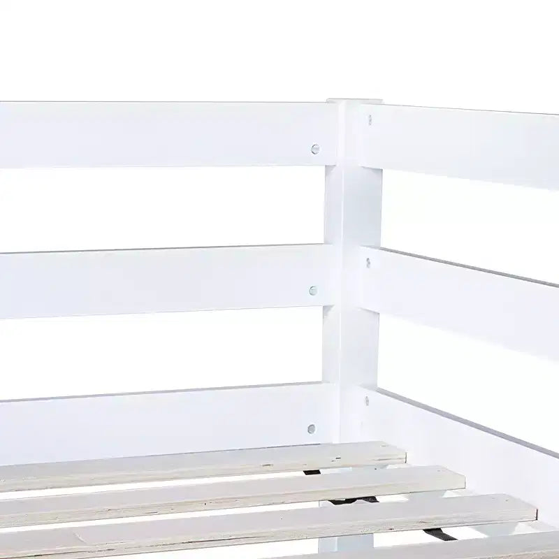Letto a soppalco in legno di caucciù (Hevea) matrimoniale da 78,60''L 41,40''W con scaletta, ringhiera di sicurezza e scrivania integrata