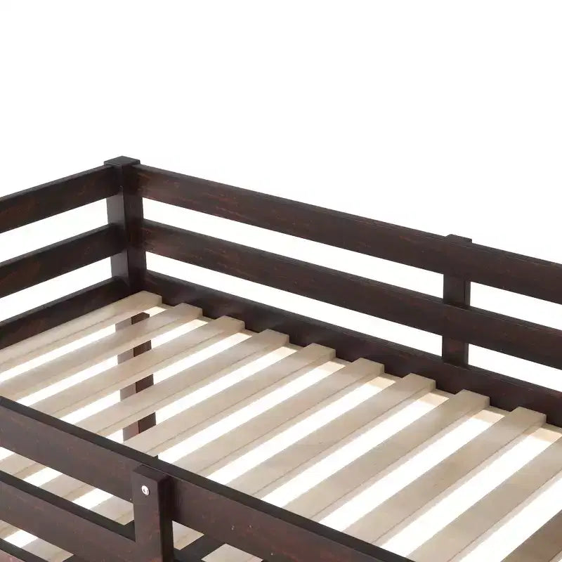 Letto a soppalco in legno di caucciù (Hevea) matrimoniale da 78,60''L 41,40''W con scaletta, ringhiera di sicurezza e scrivania integrata