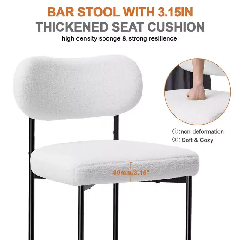 Sgabello da bar moderno imbottito ad altezza bancone