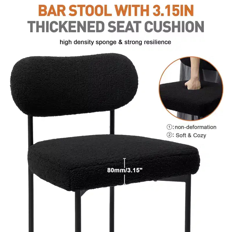 Sgabello da bar moderno imbottito ad altezza bancone