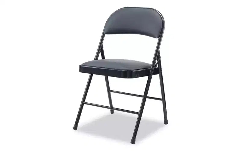 Sedia Pieghevole Imbottita, Capacità Fino a 113 kg, Sedile Nero, Schienale Nero, Base Nera, 4/Cartone