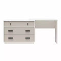 CosmoLiving by Cosmopolitan Valencia 3-Drawer Dresser and Desk Combo, Taupe and White