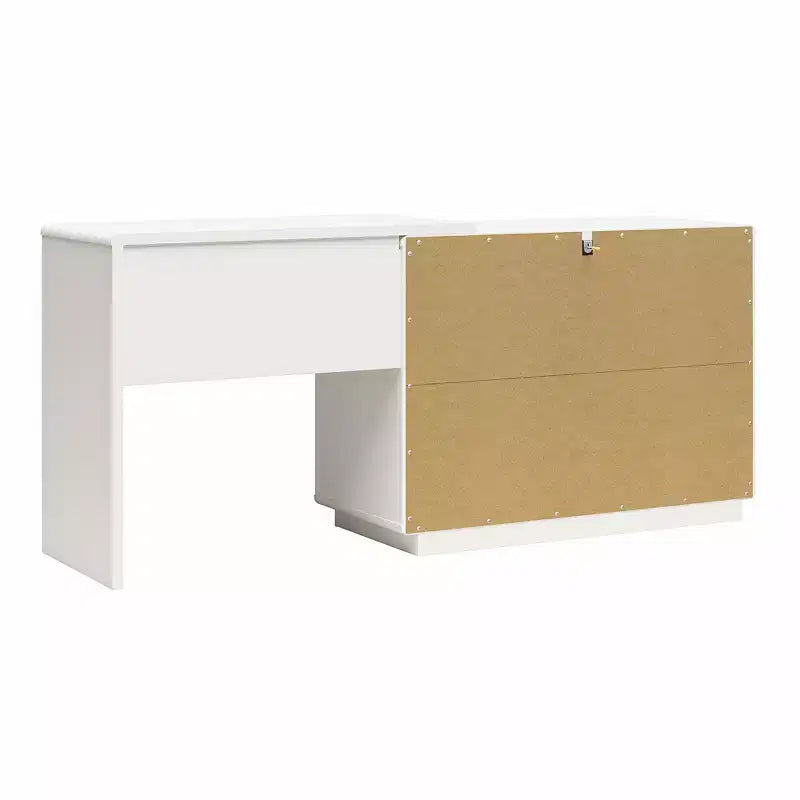 di cassettiera a 3 cassetti e scrivania combinate Valencia, tortora e bianco