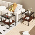 MAYEERTY Set of 2 Rectangle End Table with Tempered Glass Tabletop, for Living Room, Gray Glass