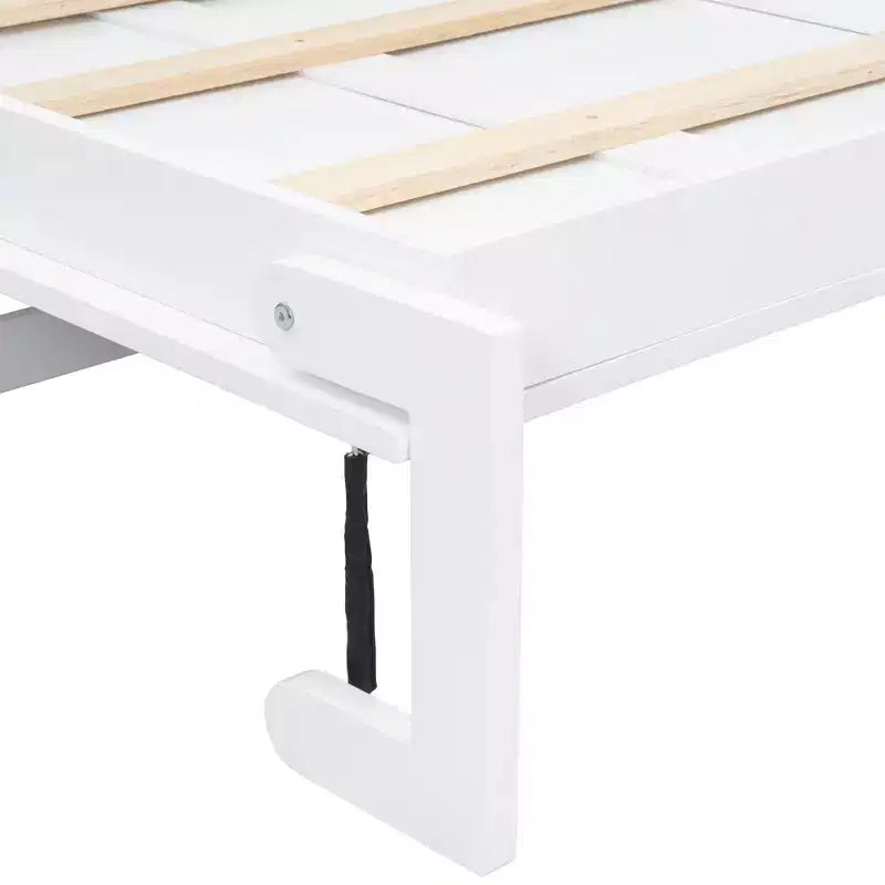 Letto a scomparsa singolo con mensole portaoggetti, letto a scomparsa singolo in legno con stazione di ricarica e cassetto, letto a cassettone pieghevole per camera degli ospiti