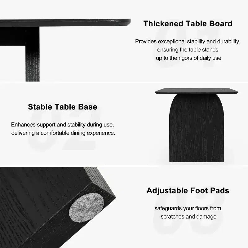 Tavolo da pranzo in legno massello 67 x 33.5 per fattoria con gambe ad arco, piano quadrato in legno nero per sala da pranzo e cucina
