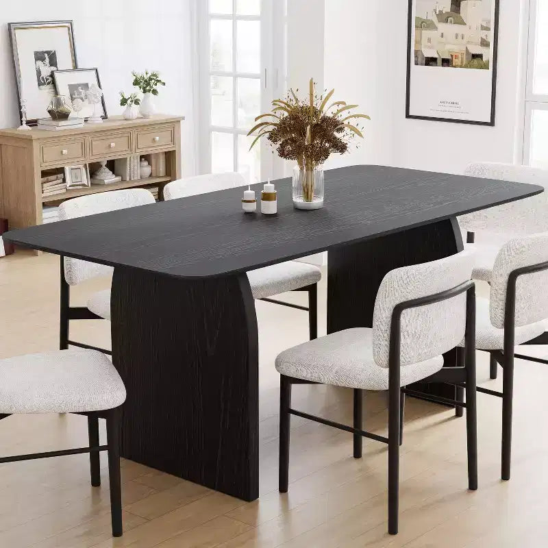 Tavolo da pranzo in legno massello 67 x 33.5 per fattoria con gambe ad arco, piano quadrato in legno nero per sala da pranzo e cucina