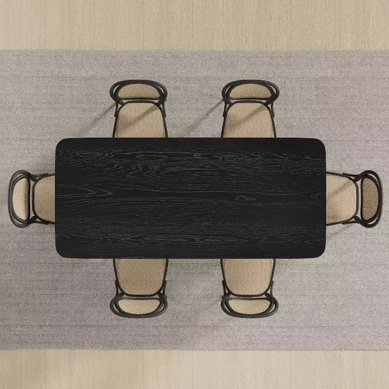 Tavolo da pranzo in legno massello 67 x 33.5 per fattoria con gambe ad arco, piano quadrato in legno nero per sala da pranzo e cucina