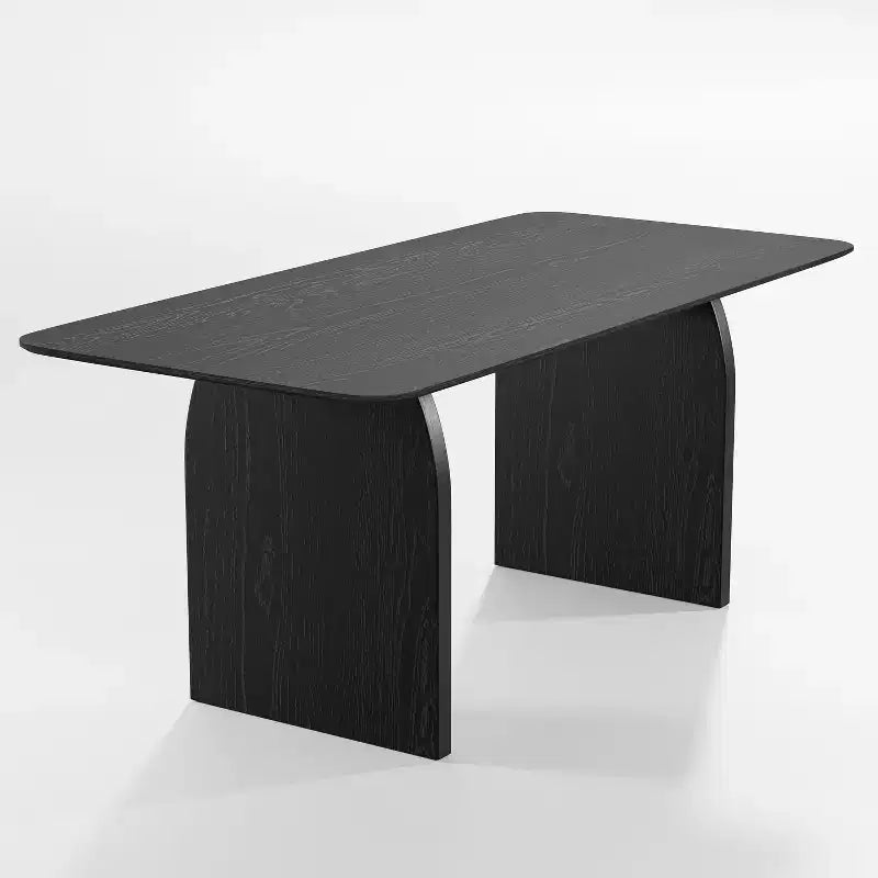 Tavolo da pranzo in legno massello 67 x 33.5 per fattoria con gambe ad arco, piano quadrato in legno nero per sala da pranzo e cucina