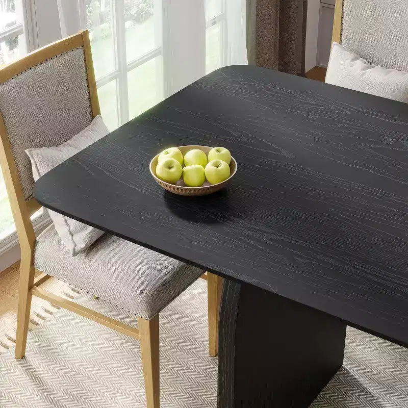 Tavolo da pranzo in legno massello 67 x 33.5 per fattoria con gambe ad arco, piano quadrato in legno nero per sala da pranzo e cucina