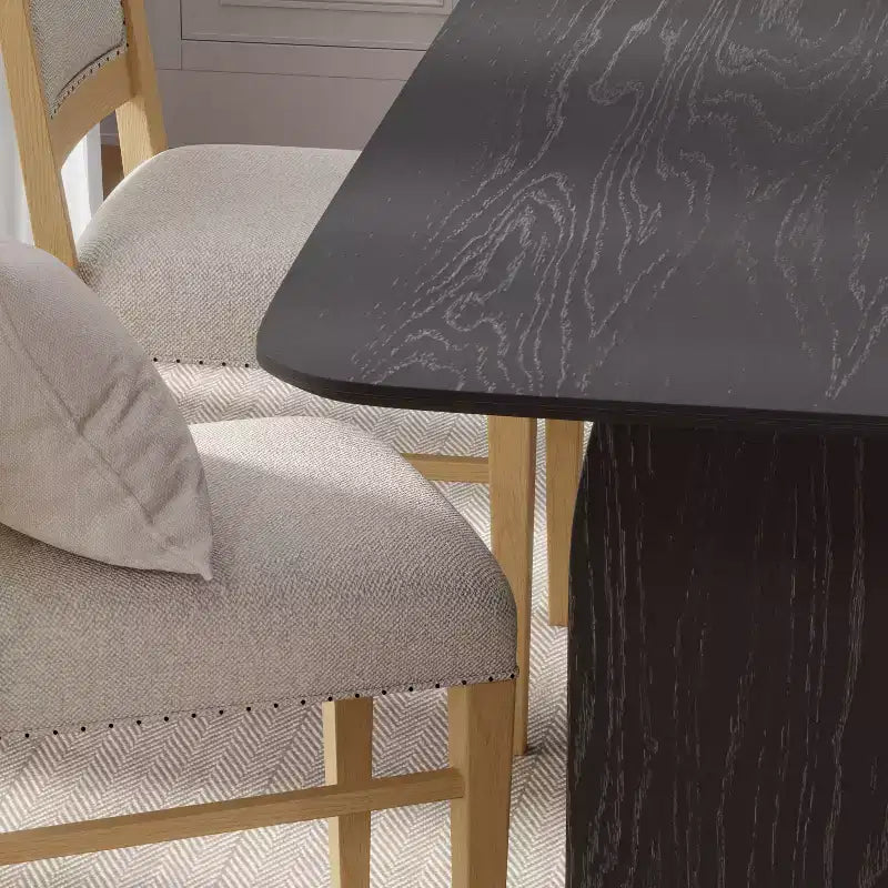 Tavolo da pranzo in legno massello 67 x 33.5 per fattoria con gambe ad arco, piano quadrato in legno nero per sala da pranzo e cucina
