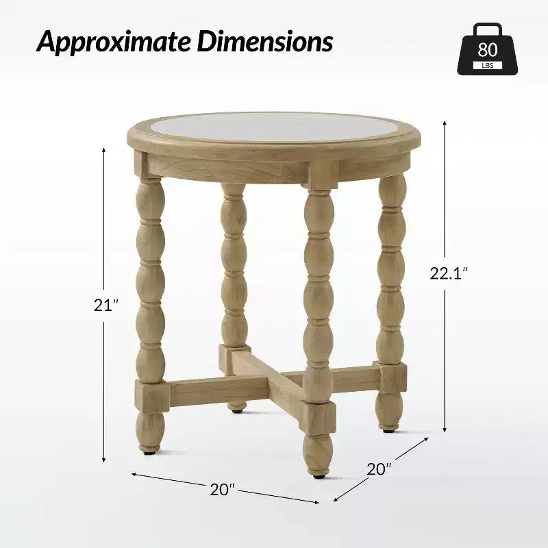Tavolino con ripiano effetto marmo in stile rustico