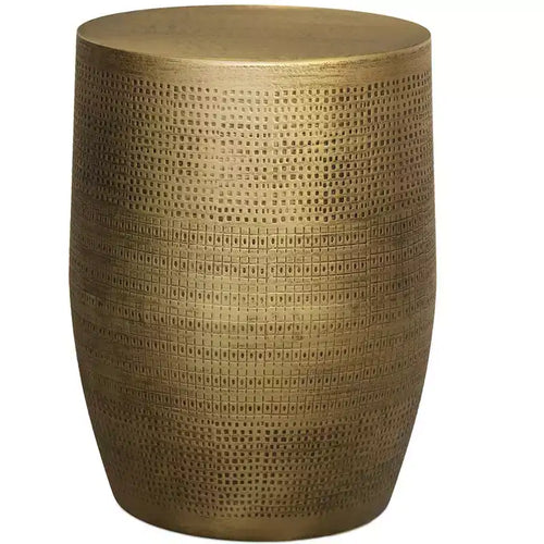 Jean 15 inch Wide Boho Morse Pattern Metal Accent Table, Assembled