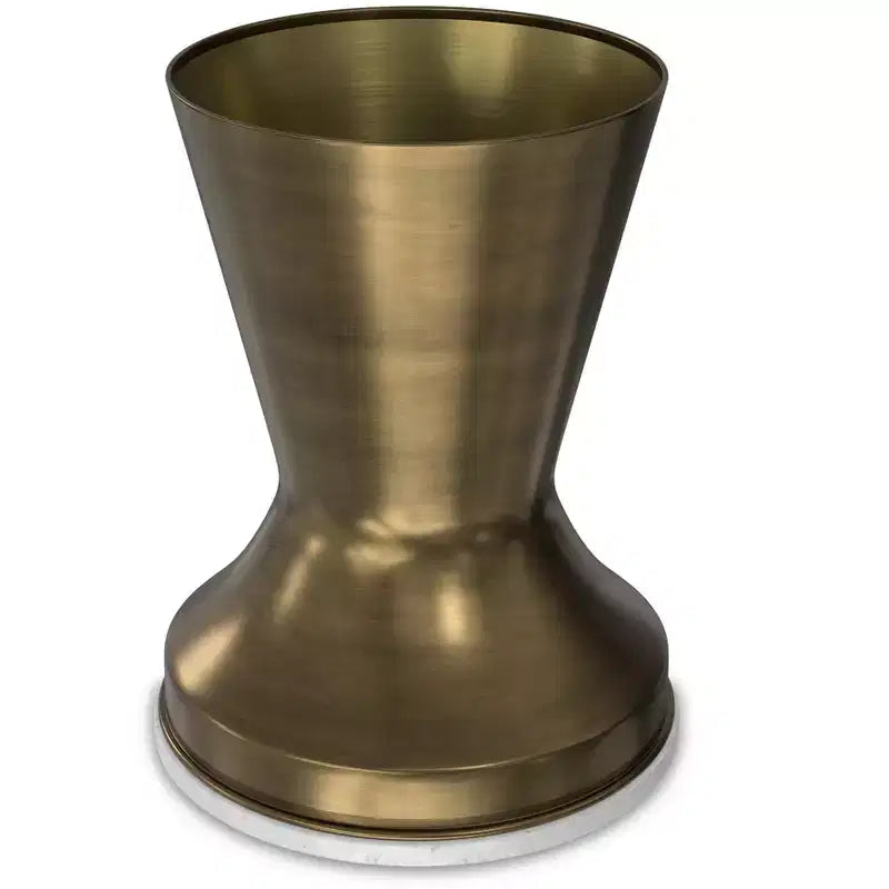 Tavolino Moderno Contemporaneo in Metallo Largo 35 cm, Bianco / Ottone Antico, Completamente Assemblato