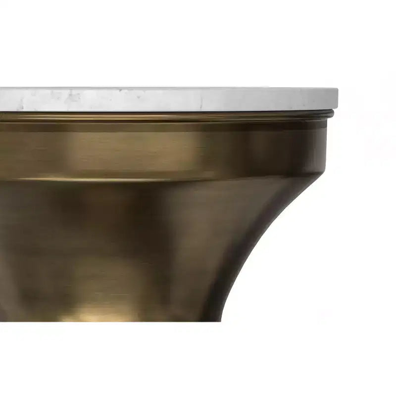 Tavolino Moderno Contemporaneo in Metallo Largo 35 cm, Bianco / Ottone Antico, Completamente Assemblato