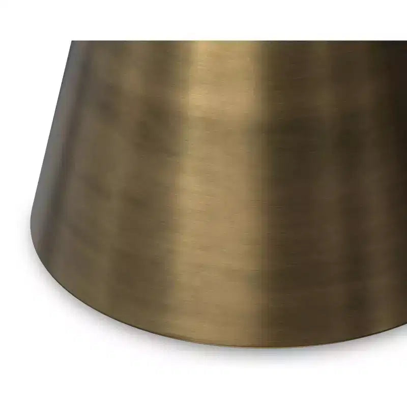 Tavolino Moderno Contemporaneo in Metallo Largo 35 cm, Bianco / Ottone Antico, Completamente Assemblato
