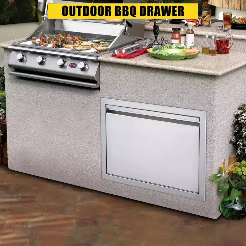 Sportello di Accesso Doppio per Barbecue Rinforzato, Acciaio Inossidabile Spazzolato 304 per Cucina Esterna e Armadio Griglia