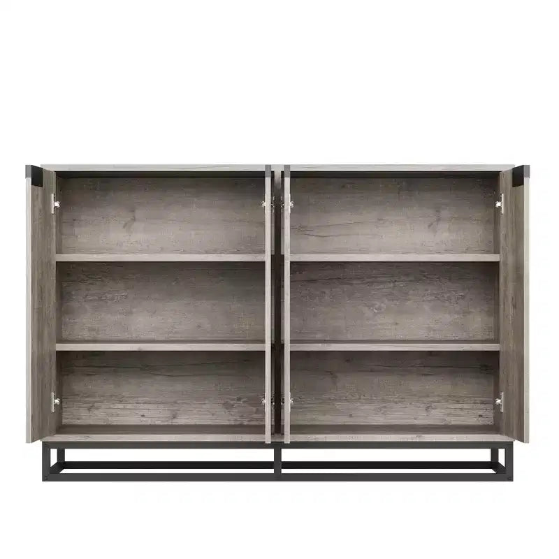 Credenza Buffet da 140 cm con Ante e Ripiani Regolabili, Mobile Contenitore da Cucina