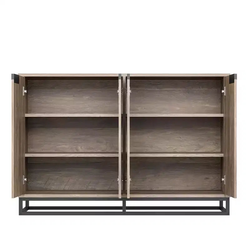 Credenza Buffet da 140 cm con Ante e Ripiani Regolabili, Mobile Contenitore da Cucina