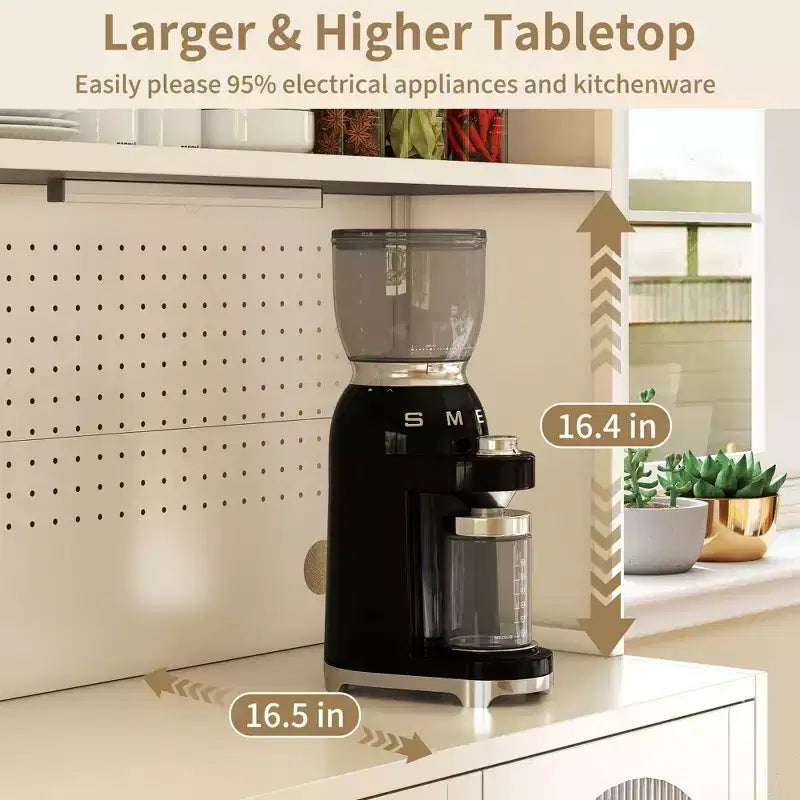 Dispensa da cucina in metallo a 5 ripiani, illuminata a LED, con ripiani regolabili e credenza superiore, per cucina/sala da pranzo