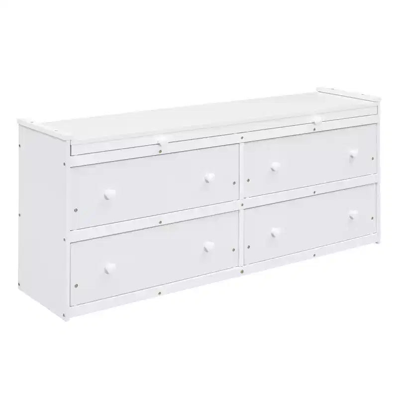 Letto a soppalco basso con scrivania estraibile, struttura letto salvaspazio in legno con 4 cassetti e 4 ripiani