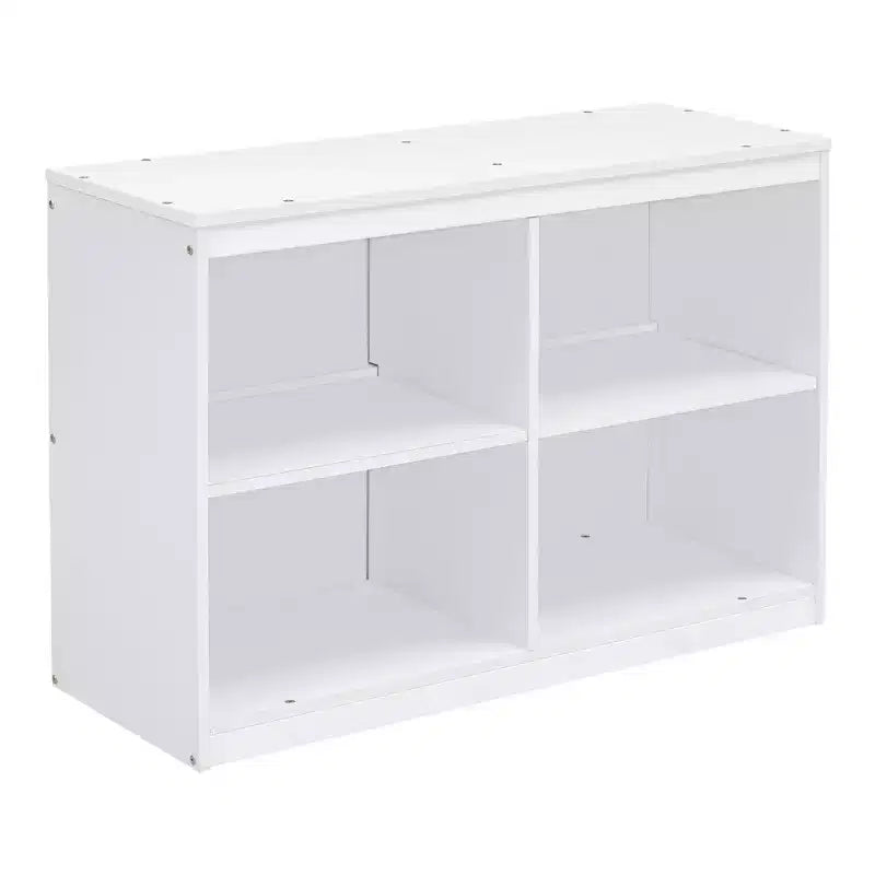Letto a soppalco basso con scrivania estraibile, struttura letto salvaspazio in legno con 4 cassetti e 4 ripiani