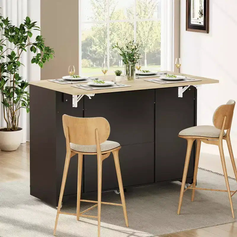Carrello Cucina Moderno con Ruote, Carrello da Cucina Multifunzionale con Armadietto per Spazzatura, 2 Cassetti, Porta Spezie, Ribalta per Cucina