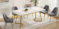 LITTLE TREE 55" Modern Rectangular Dining Table White/Gold