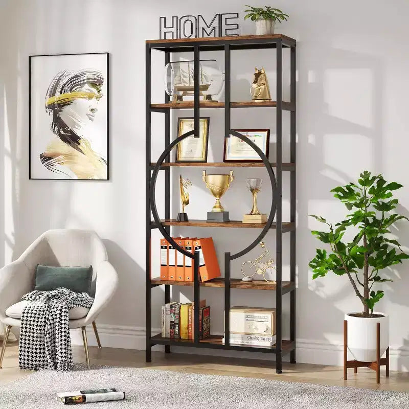 LITTLE TREE 70.9" 6 Tier Bookshelf Brown