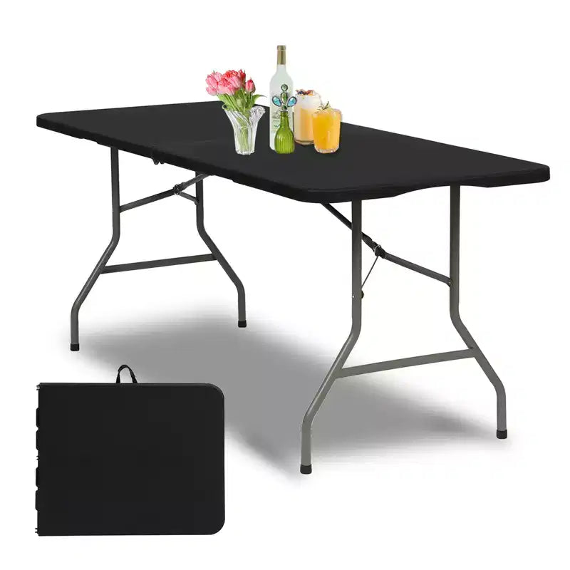 Folding Table 6 Foot Heavy Duty HDPE Plastic Indoor Outdoor Rectangular Banquet Table Steel Legs White