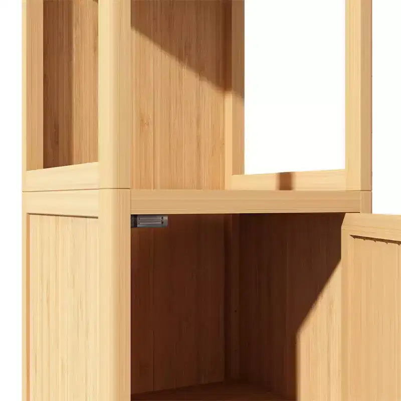 Mobiletto contenitore alto in bambù, mobiletto sottile da bagno con 3 ripiani, armadietto da terra a torre ad angolo autoportante per bagno, soggiorno, cucina