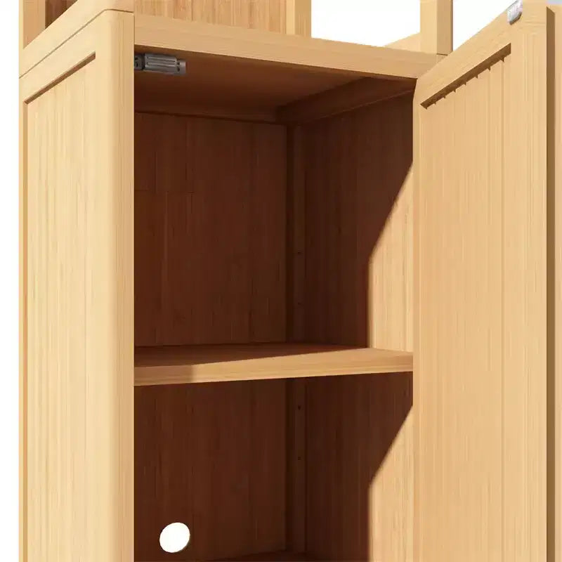 Mobiletto contenitore alto in bambù, mobiletto sottile da bagno con 3 ripiani, armadietto da terra a torre ad angolo autoportante per bagno, soggiorno, cucina