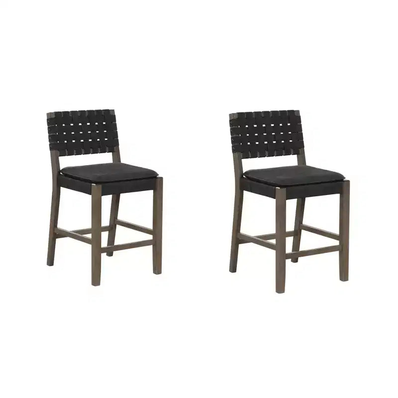 Nathan James Set of 2 Cohen Faux Leather Counter Height Barstool