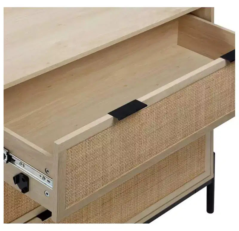 Comò a 3 cassetti in rattan