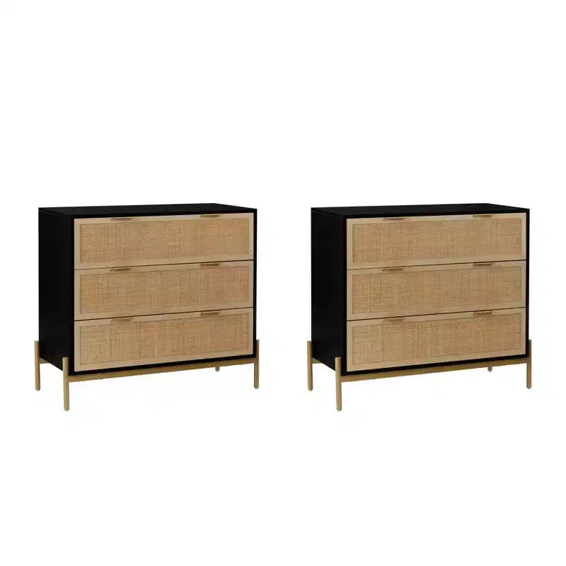 Comò a 3 cassetti in rattan