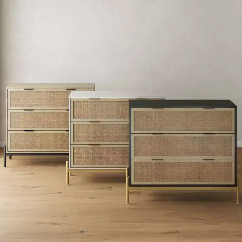 Nathan James Set of 2 Andrew 3 Drawer Rattan Dresser