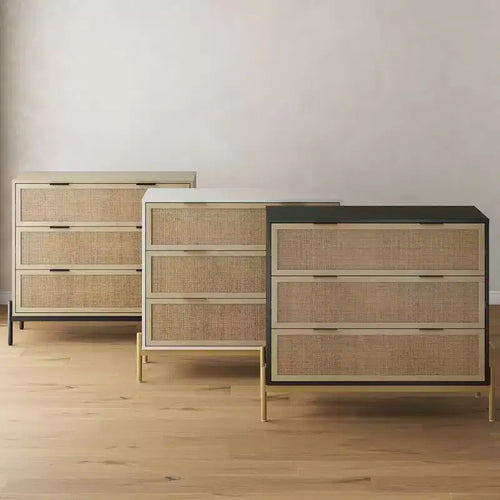 Nathan James Set of 2 Andrew 3 Drawer Rattan Dresser